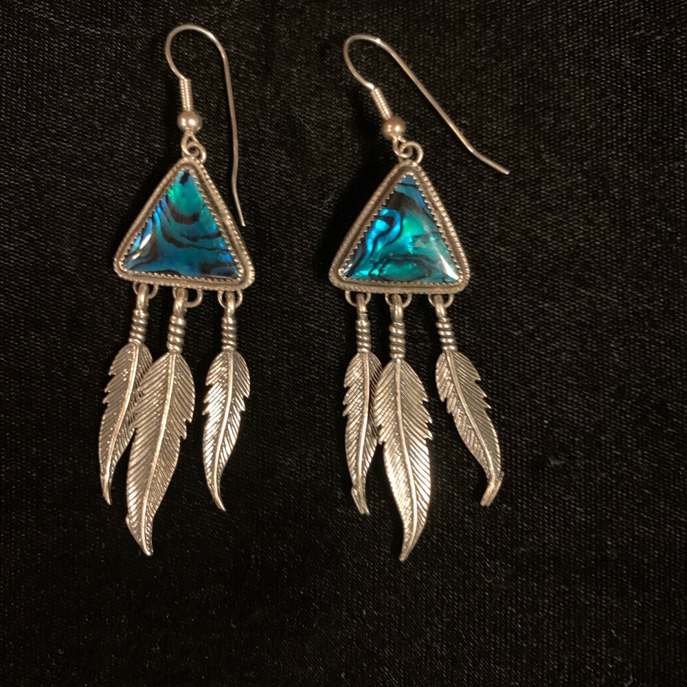 Vintage SS & Abalone Earrings